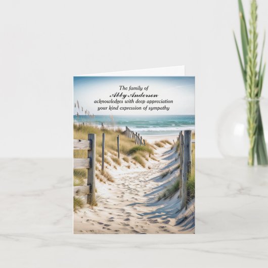 Strandpad in zand sympathie dank je kaart (Voorkant)