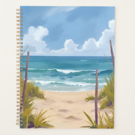 Strandpad | Oceaan Aquarel Kust Geschilderd Planner
