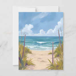 Strandpad | Oceaan Aquarel Kustgeschilderd Bedankkaart