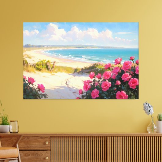 *~* Strandpad Rozen TV2 Uitgerekte canvas Print (Insitu (Woonkamer))