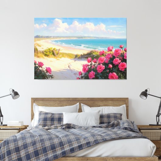 *~* Strandpad Rozen TV2 Uitgerekte canvas Print (Insitu (Slaapkamer))