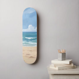 Strandpad | Waterverfschilderij van de kust Persoonlijk Skateboard