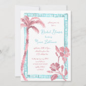 Strandpalm Hibiscus Handgeschilderde Bruidsdouche Kaart (Voorkant)