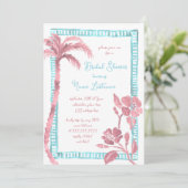 Strandpalm Hibiscus Handgeschilderde Bruidsdouche Kaart (Staand voorkant)