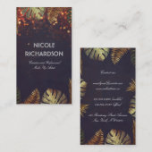 Strandpalmbladeren en  String Lights Chique Visitekaartje (Voorkant / Achterkant)