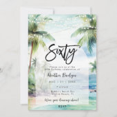 Strandpalmbomen 60ste verjaardagsfeest kaart (Voorkant)