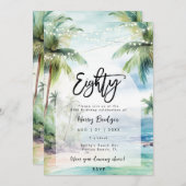 Strandpalmbomen 80ste verjaardagsfeest kaart (Voorkant / Achterkant)