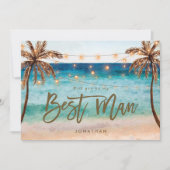 Strandpalmbomen Best Man Proposal Card Bedankkaart (Voorkant)