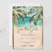 Strandpalmbomen Lichten Bewaar de datumkaart Bedankkaart (Voorkant)