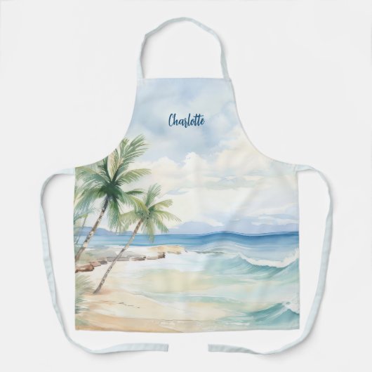 Strandpalmbomen naam schort (Voorkant)