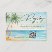 Strandpalmbomen QR Code Trouwcadeau Registry Informatiekaartje (Voorkant)