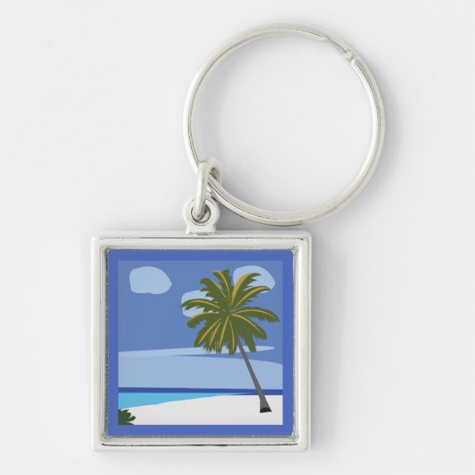 Strandpalmboom Vakantie Strand Sleutelhanger (Voorkant)