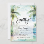 Strandpalmen 70e verjaardagsfeest kaart (Voorkant)