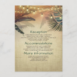 Strandpalmen en lichten trouwinformatie Gast Informatiekaartje