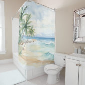 Strandpalmen en oceaangolven douchegordijn (In situ)