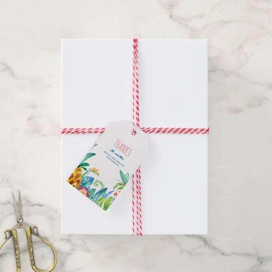 strandpalmen tropische bloemen bruiloft cadeaulabel (Met Touw)