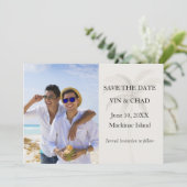 Strandpalmfoto Save the Date (Staand voorkant)
