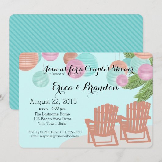 Strandpapier Lantaarns Echtpaar Douche Kaart (Voorkant / Achterkant)