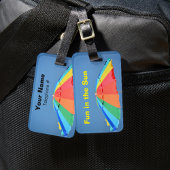 Strandparaplu helder kleurrijk bagagelabel