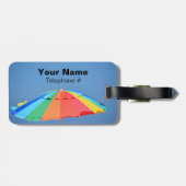 Strandparaplu helder kleurrijk bagagelabel (Achterkant horizontaal)