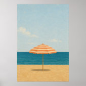 Strandparaplu Middaguur Aquarel Kustkunst Poster (Voorkant)