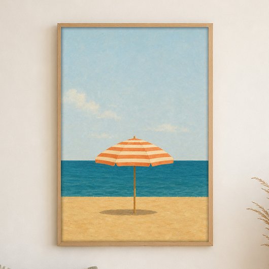 Strandparaplu Middaguur Aquarel Kustkunst Poster