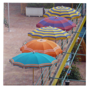 Strandparaplu's uitzicht keramische tegel tegeltje