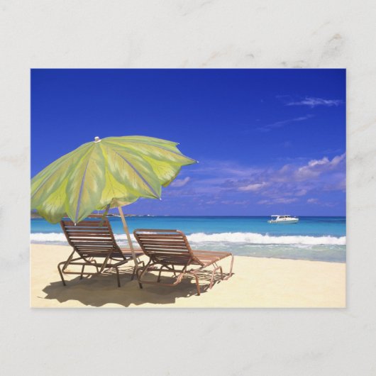 Strandparasol, Abaco, Bahama's Briefkaart (Voorkant)