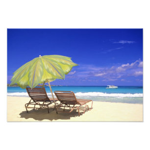 Strandparasol, Abaco, Bahama's Foto Afdruk