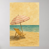 Strandparasol en Stoel Waterverf Poster (Voorkant)