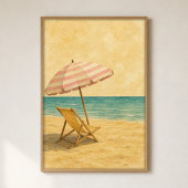 Strandparasol en Stoel Waterverf Poster