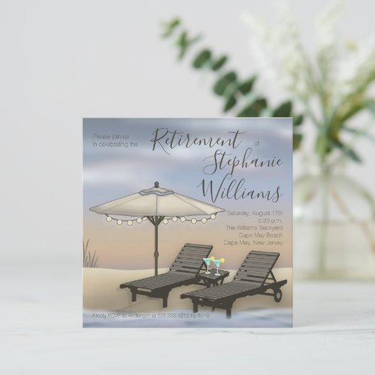 Strandparasol | Lichten | Stoelen Zonsondergang Pe Kaart (Staand voorkant)