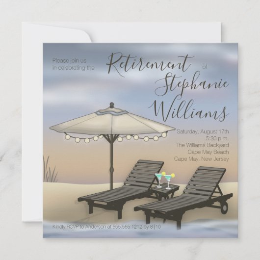 Strandparasol | Lichten | Stoelen Zonsondergang Pe Kaart (Voorkant)