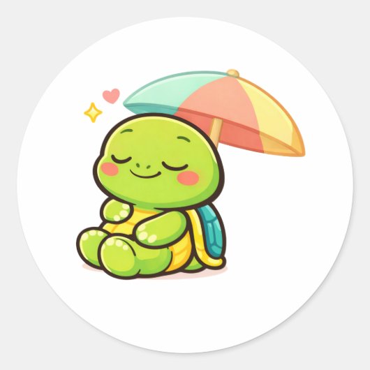 Strandparasol schaduw ronde sticker (Voorkant)