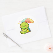 Strandparasol schaduw ronde sticker (Envelop)