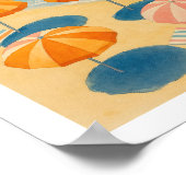 Strandparasols Retro Kust Zomer Poster (Hoek)