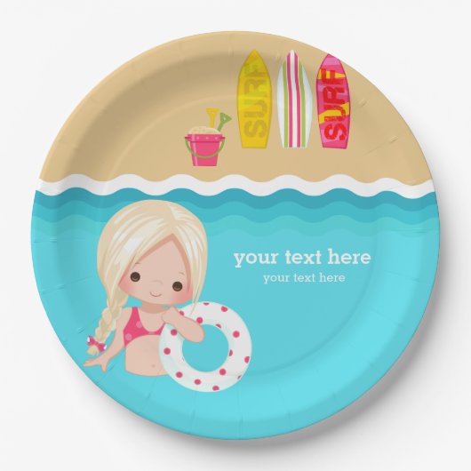 strandpartij papieren bordje (Voorkant)