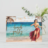 strandpartij uitnodiging palmhuls (Staand voorkant)