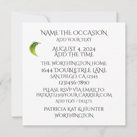 STRANDPARTY KAART (Achterkant)