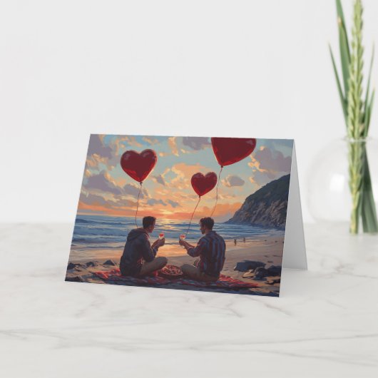 Strandpicknick_LGBTQ Digitale Kunst Feestdagen Kaart (Voorkant)