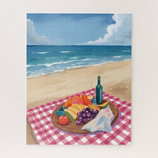 Strandpicknick | Schilderij van de oceaan Legpuzzel (Verticaal)