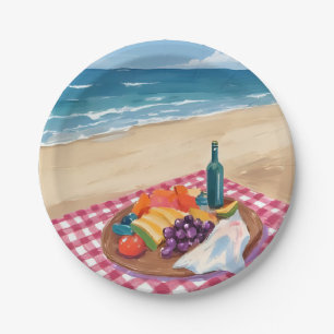 Strandpicknick   Schilderij van de oceaan Papieren Bordje