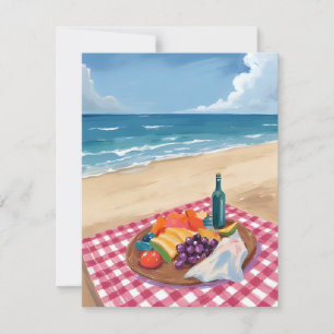 Strandpicknick Schilderij van de Oceaankust Bedankkaart