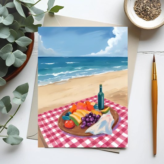 Strandpicknick | Schilderij van de Oceaankust Briefkaart