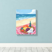 Strandpicknick | Schilderij van de Oceaankust Canvas Afdruk (Insitu (Houten vloer))