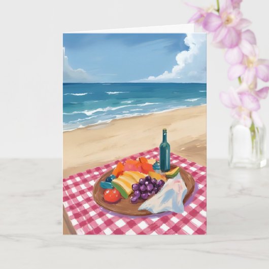 Strandpicknick | Schilderij van de Oceaankust Kaart (Orchidee)