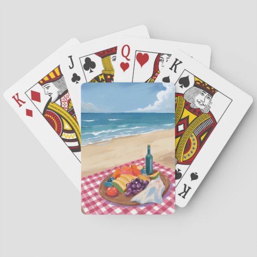 Strandpicknick | Schilderij van de Oceaankust Pokerkaarten (Achterkant)