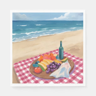 Strandpicknick Schilderij van de Oceaankust Servet