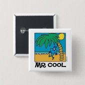 Strandplezier met Mr Cool Vierkante Button 5,1 Cm (Voorkant /achterkant)