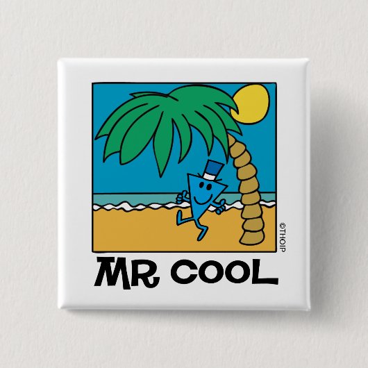 Strandplezier met Mr Cool Vierkante Button 5,1 Cm (Voorkant)